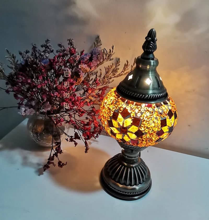 Lampe De Table en mosaïque Vintage Art déco fabriqué à la main Lamparas De Mesa mosaïque verre lit l