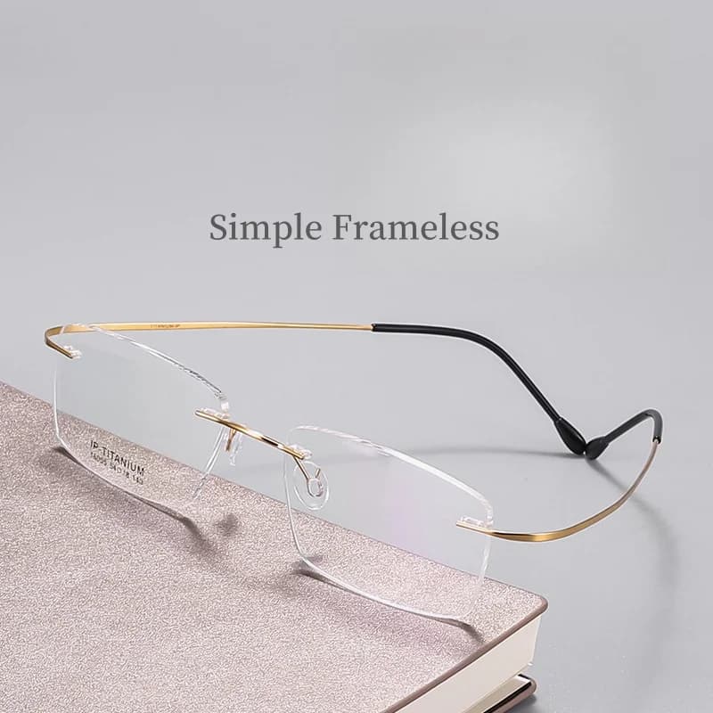 Monture de lunettes sans monture en titane pur ultra-léger pour hommes, affaires carrées, contrevena