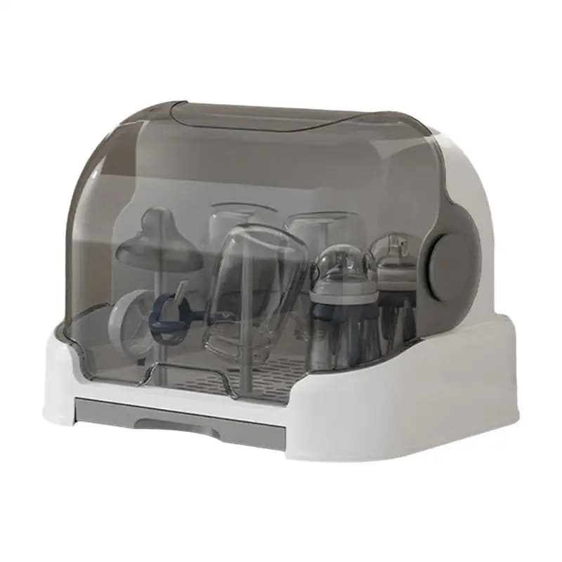 Support de séchage de bouteilles pour bébés, stockage de bouteilles anti-poussière avec plateau d'ég