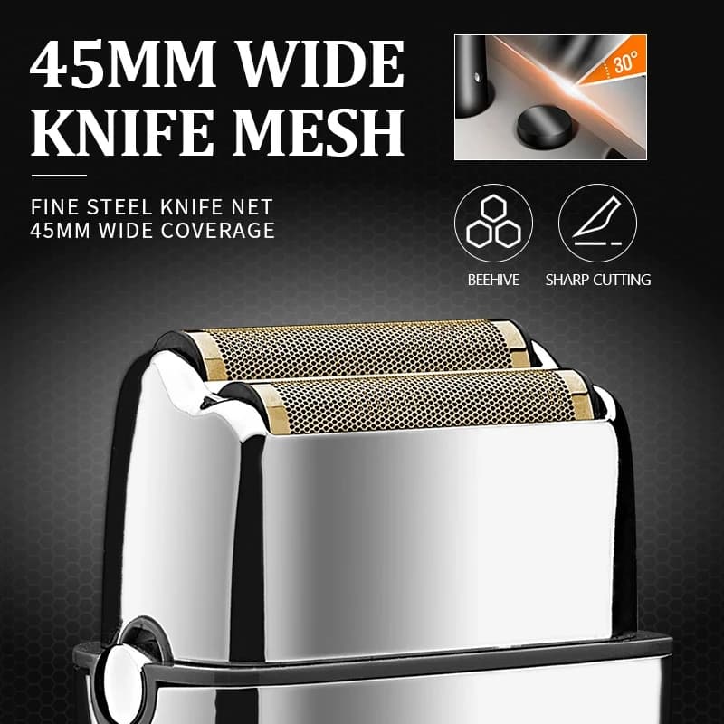 Kemei KM-TX5 Premium batterie rechargeable Type argent rasoir Double filet en alliage d'aluminium ra