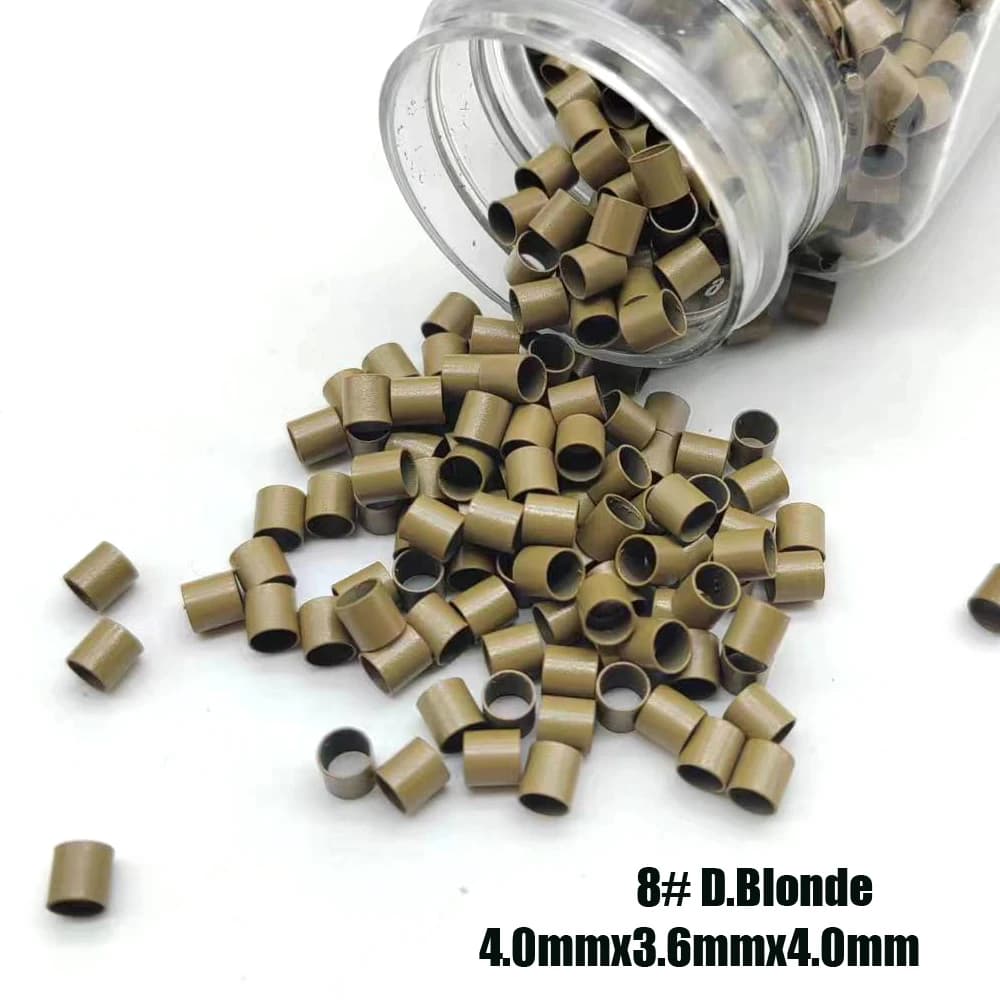 Micro-anneaux 1000 pièces, micro-tubes en cuivre 4,0x3,6x4,0mm, anneaux pour extensions capillaires,