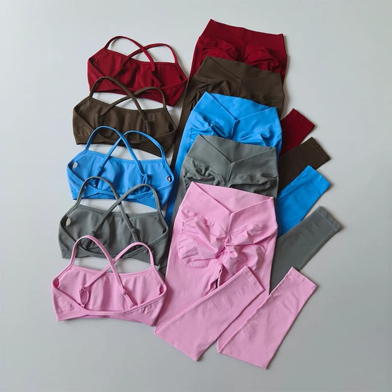 Legging de gymnastique taille haute sans couture pour femmes et débardeur rembourré, soutien-gorge d