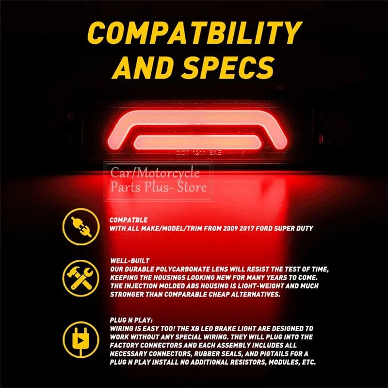 LED rouge fumée voiture 3ème troisième feu stop pour Ford Ranger 1993-2011 Ford F-250 F-350 1999-201