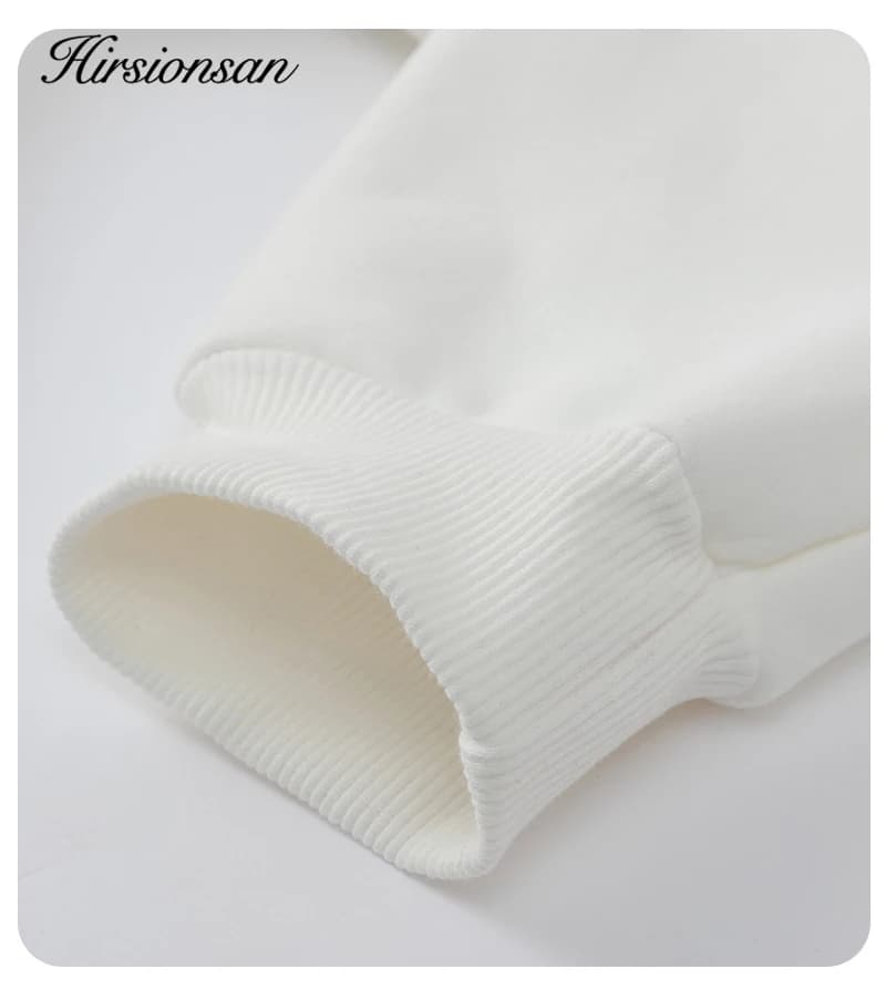 Hirsionsan-Sweat-shirt 35% coton imprimé lettre pour femme, pulls basiques, sweats à capuche coréens