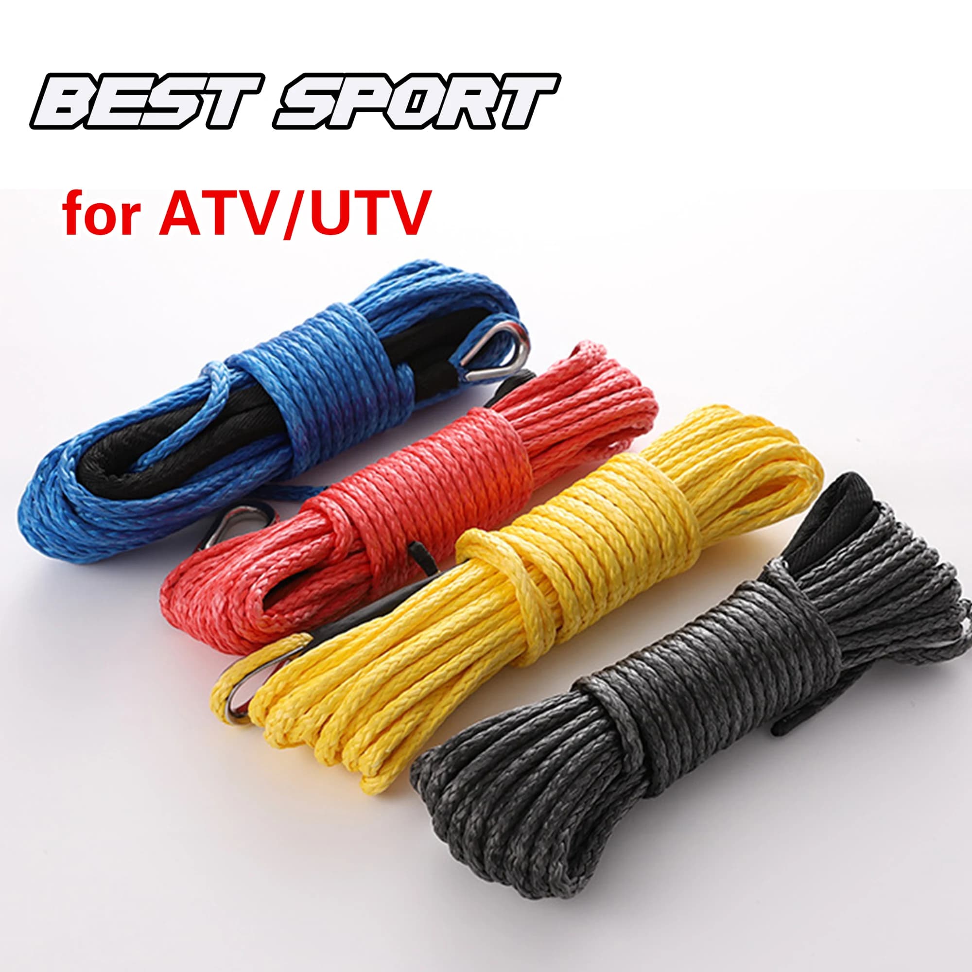 Meilleur Sport 6mm x 15m 7700LBs câble de ligne de treuil synthétique avec manchon de protection noi