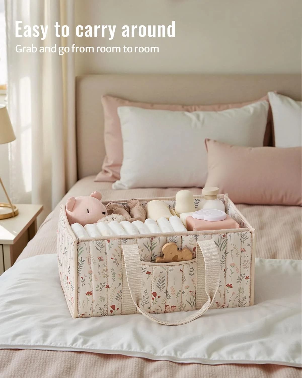 Organisateur de caddie à couches, panier de rangement élégant pour pépinière, cadeau pour réception-