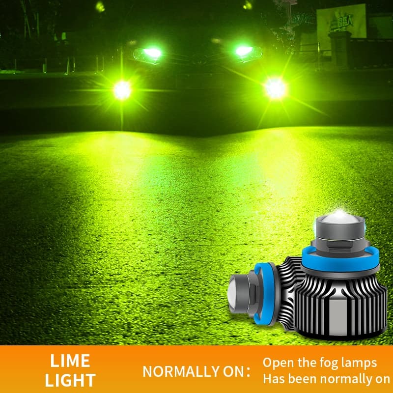Ampoule de sauna de voiture verte citron, phares à lentille laser, antibrouillard automatique, budgé