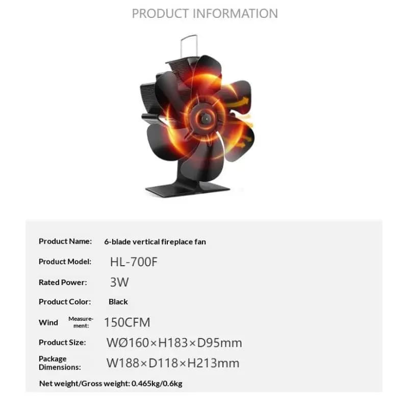 Ventilateur de four à 6 pales à alimentation thermique, économe en énergie et silencieux, adapté aux