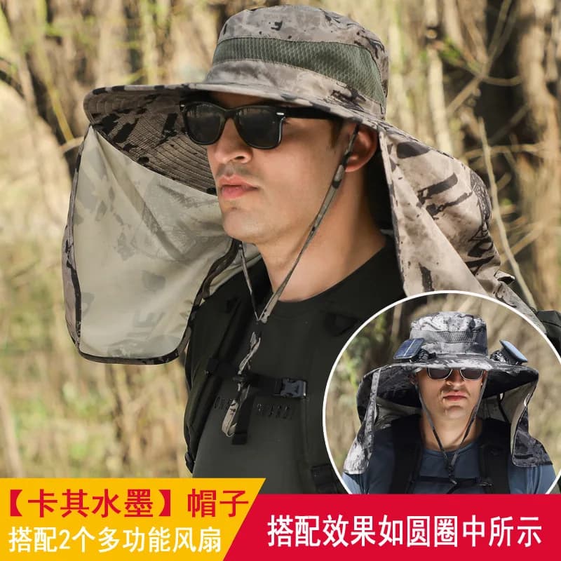 Sombrero-Grand chapeau imperméable pour homme, châle, crème solaire, protection du cou, bord, extéri