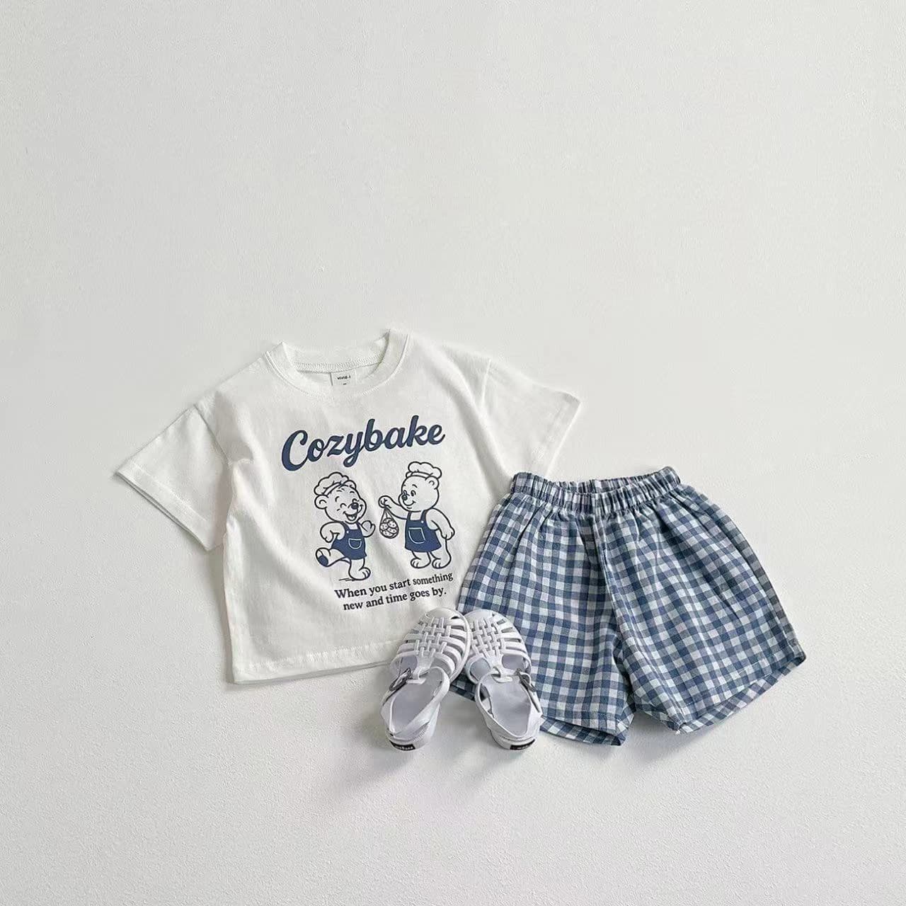 2025 nouveaux vêtements d'été costume à manches courtes imprimé dessin animé T-shirt + Shorts enfant
