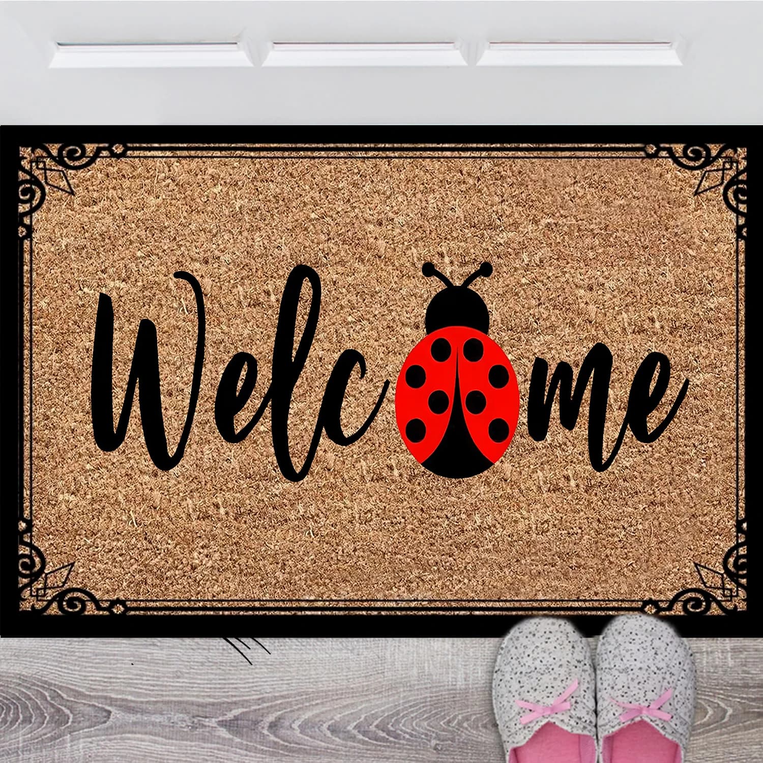 Paillasson coccinelle en caoutchouc, tapis de salle de bains, de cuisine, de jardin, de porte de Gar