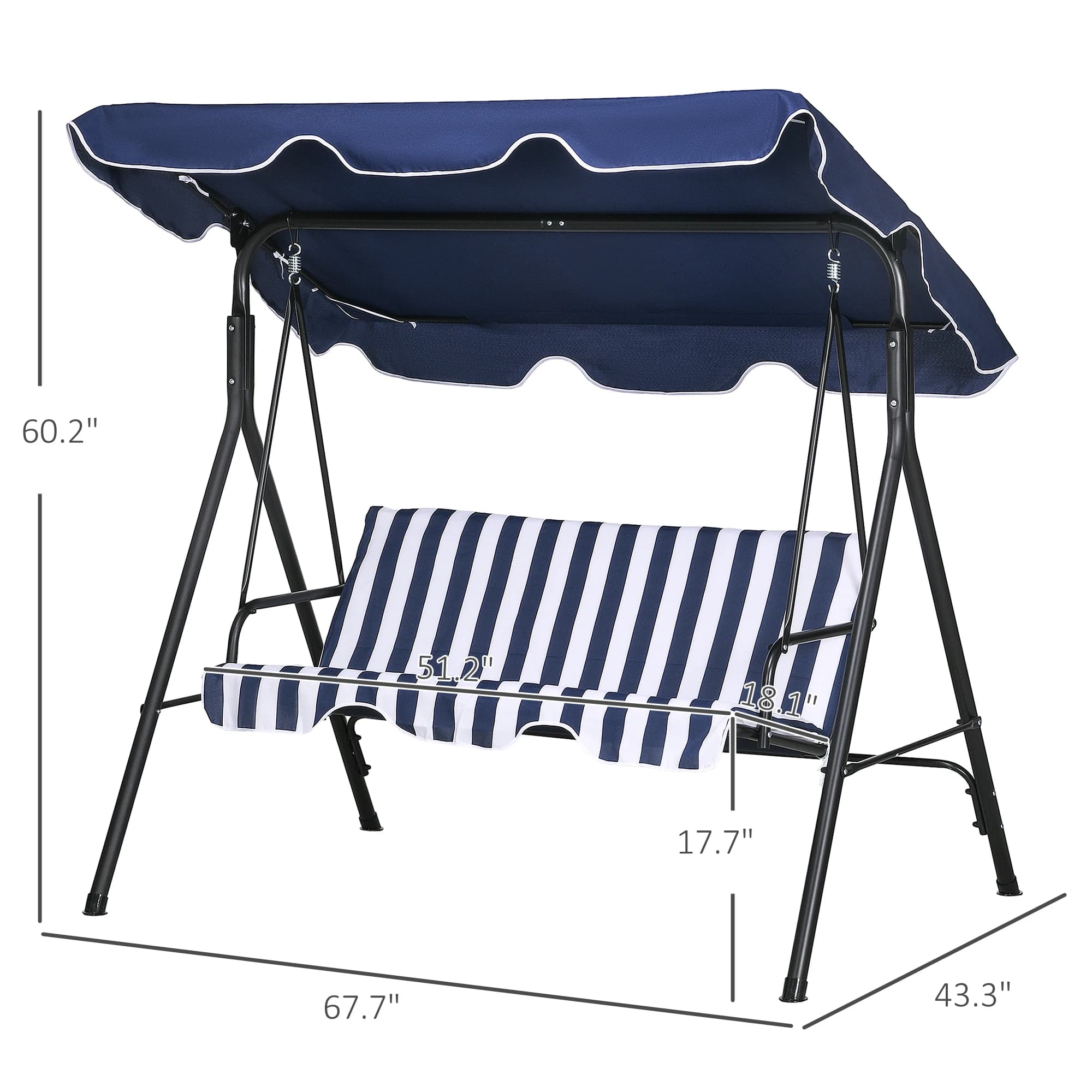 Balançoire de porche, hamac, banc, chaise longue, en acier, 3 places, rembourré, pour l'extérieur, a