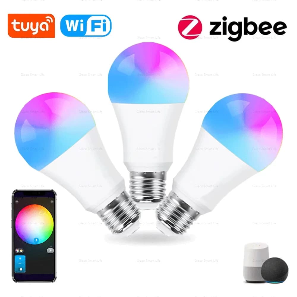 Ampoule Led Zigbee 3.0 18W 15W RGB + WW + CW E27 Tuya Wifi, lampe pour maison intelligente, Compatib
