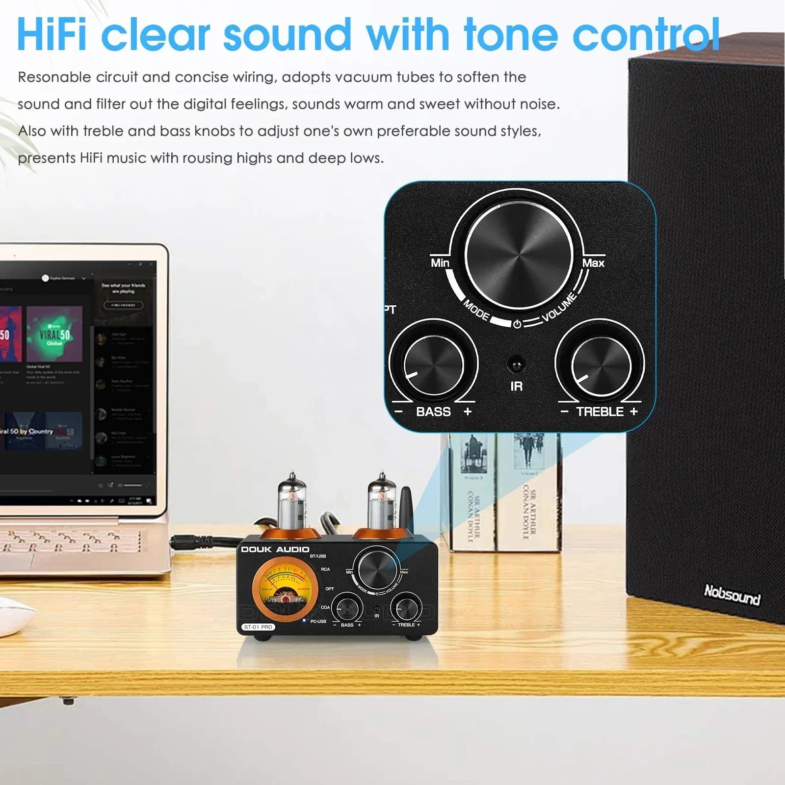 Douk Audio HiFi Bluetooth 5.0 amplificateur à Tube sous vide USB DAC récepteur stéréo COAX/OPT ampli