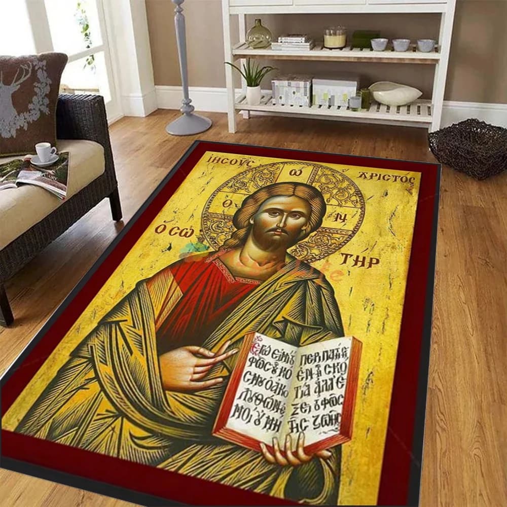 Grand salon chambre tapis orthodoxe icône Saint imprimer sensation confortable ne perd pas Durable s