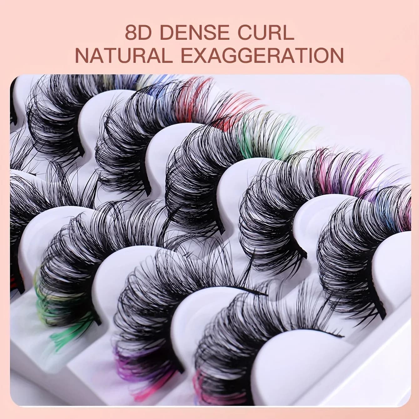 7 paires de faux cils colorés 3D Faux vison cils moelleux russe naturel épais cils moelleux