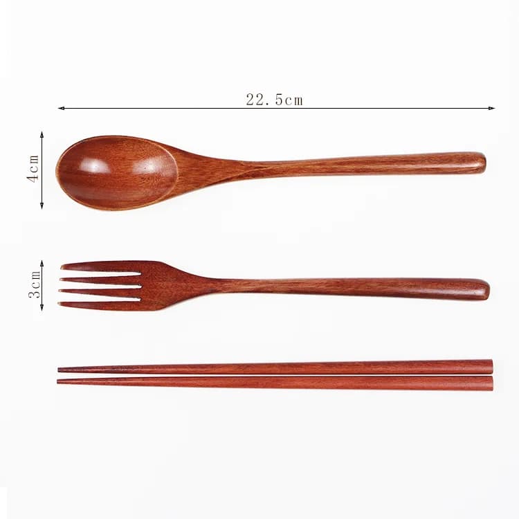 Cuillère fourchette baguettes couverts portables ensemble de couverts en bois voyage ensemble de cou