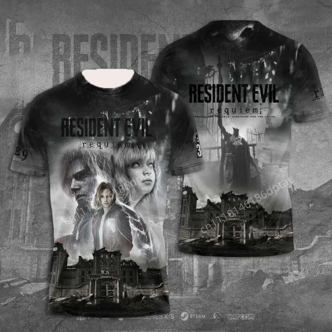 T-shirt graphique Resident Evil 9 Requiem Leon Kennedy pour hommes, vêtements imprimés en 3D pour fa