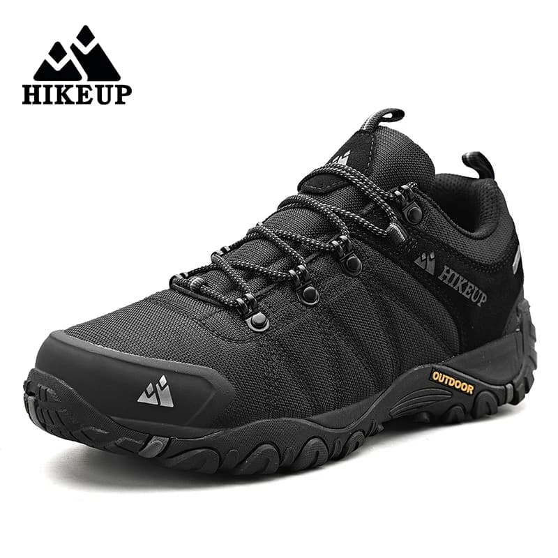 HIKEUP-Chaussures de randonnée en cuir véritable pour hommes, chaussures d'escalade à semelle en cao