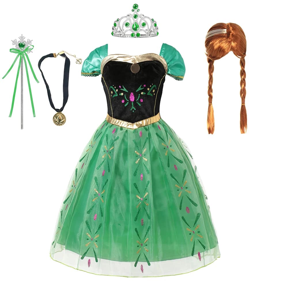 Anna Costume pour enfants fille fantaisie robe de fête d'anniversaire robe de princesse carnaval fêt