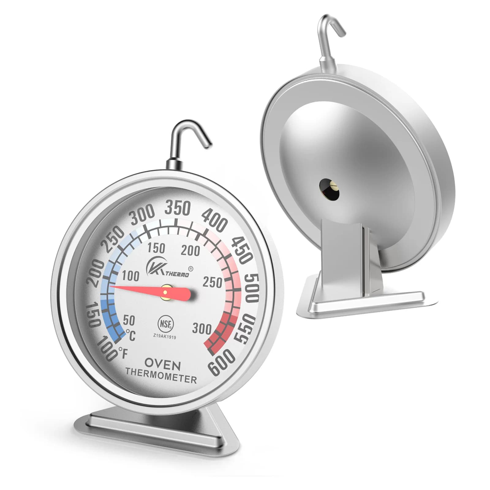 Thermomètre de four en acier inoxydable 50-300 ° C avec grand cadran et crochet – Pour la cuisson, l