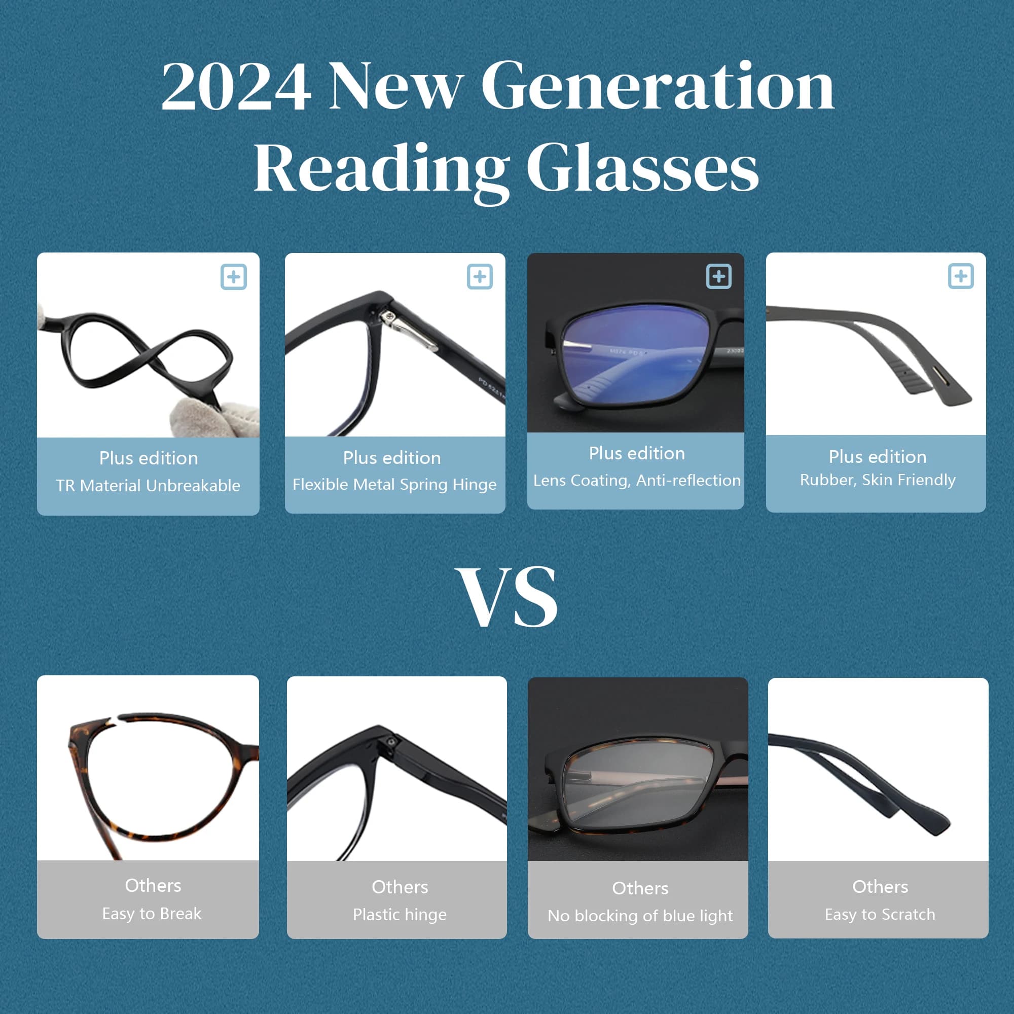 BLUEMOKY – lunettes de lecture Anti-lumière bleue pour hommes, monture carrée, pour ordinateur de je