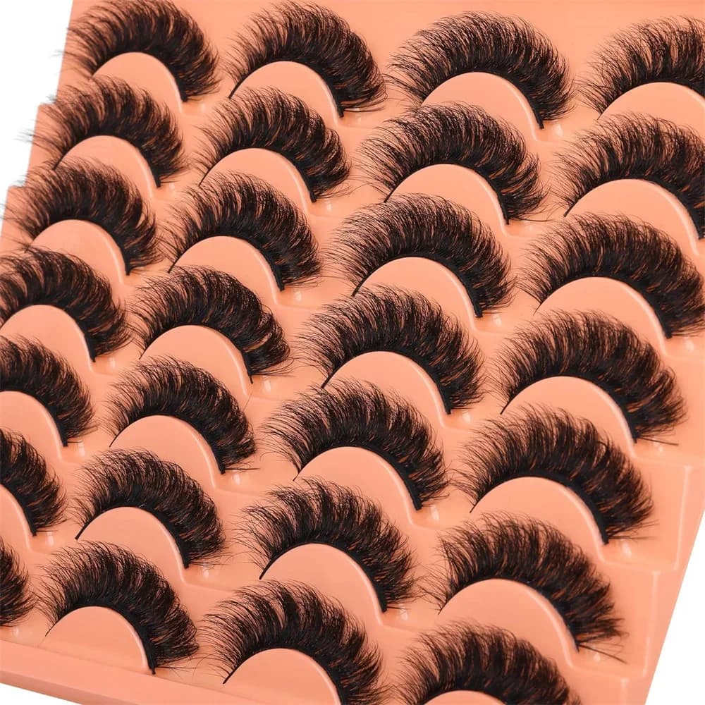 14 paires de faux cils d'aspect naturel, épais et moelleux, en Faux vison, Pack de cils œil de chat 