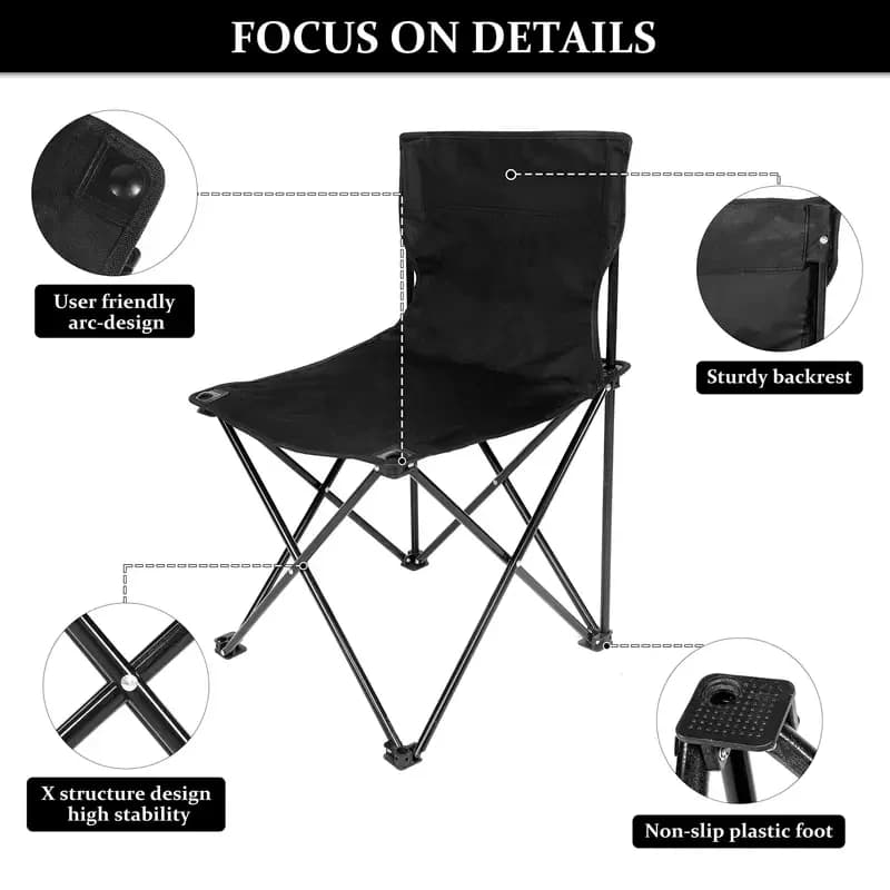 Chaise pliable d'extérieur, chaise de Camping avec poche latérale, chaises de pique-nique en tissu O
