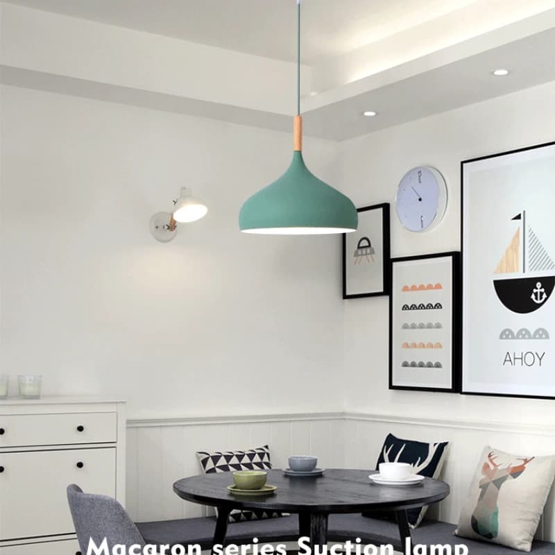 Nouvelles lampes suspendues modernes lustre macaron pour Restaurant chambre lampes suspendues en alu