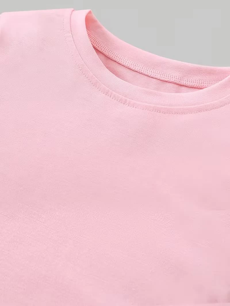Tenue noire et rose stylée pour filles de 4 à 12 ans : T-shirt à manches courtes et pantalon évasé !