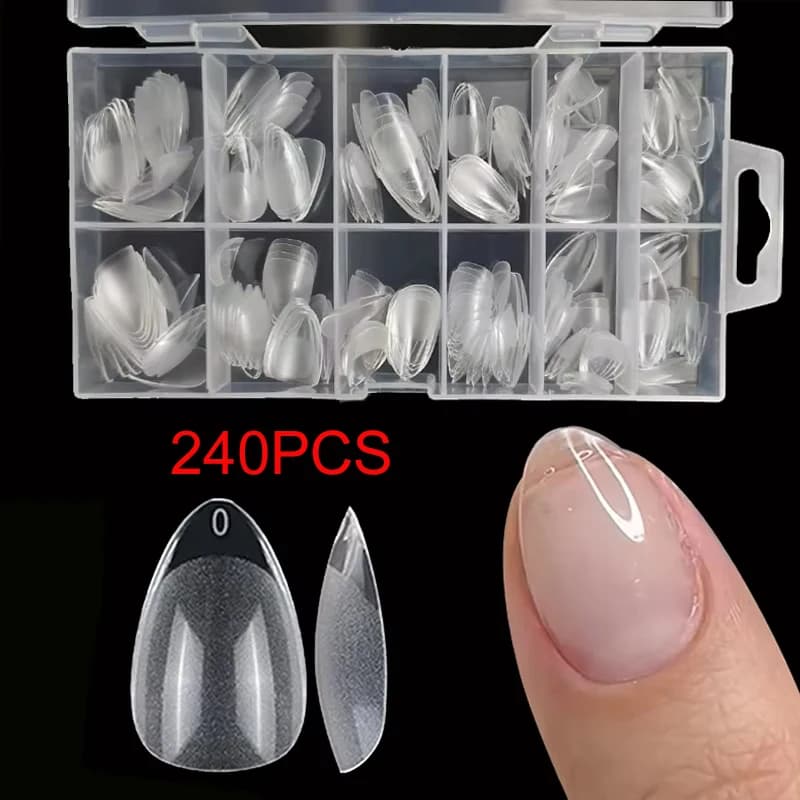 240 pièces/boîte semi-mat XXS amande ongles conseils couverture complète Gel doux faux ongles artifi