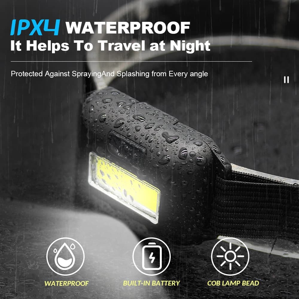 Mini phare COB LED phare 3 Modes étanche phare tête lampe de poche torche lanterne pour Camping en p