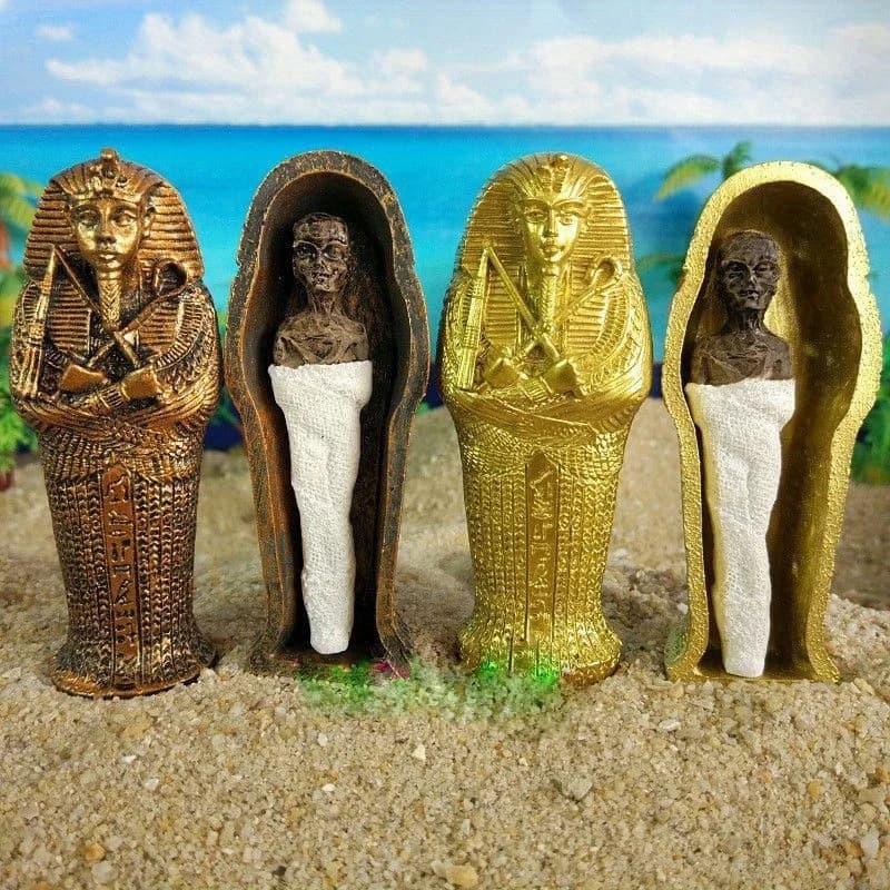 Cercueil de sarcophage du roi égyptien, pharaon, avec Figurine de momie, décor Miniature de jeu de s
