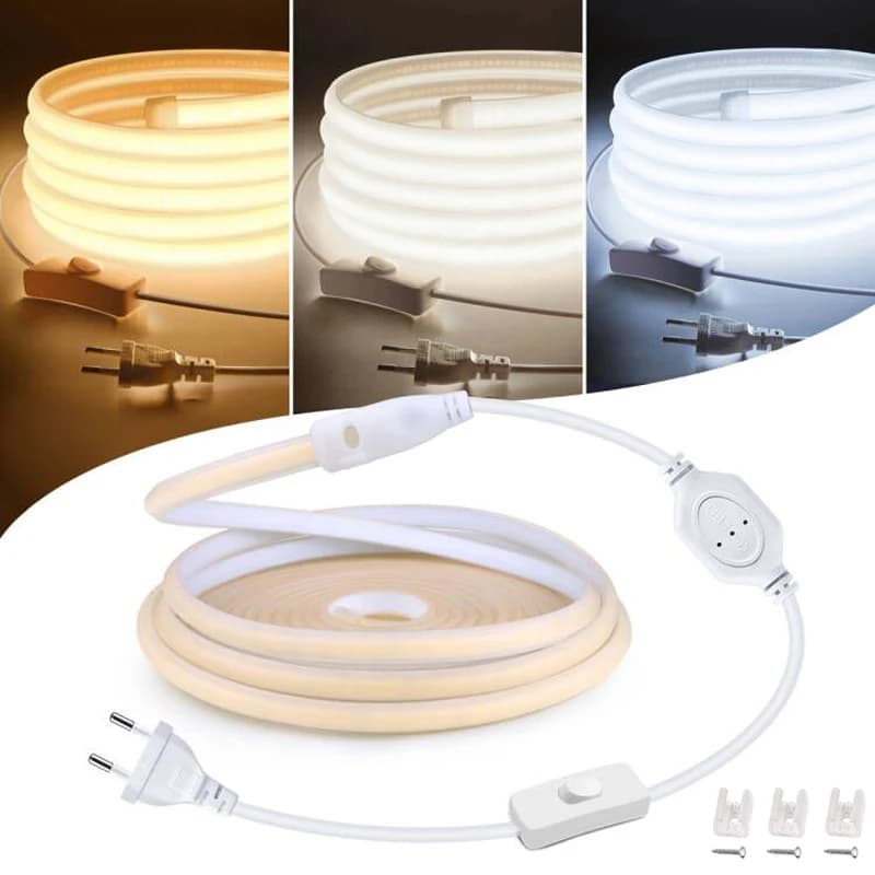 Bande lumineuse LED COB Super brillante, 220V, 110V, 288 diodes/m, lampe de cuisine Flexible, RA90, 