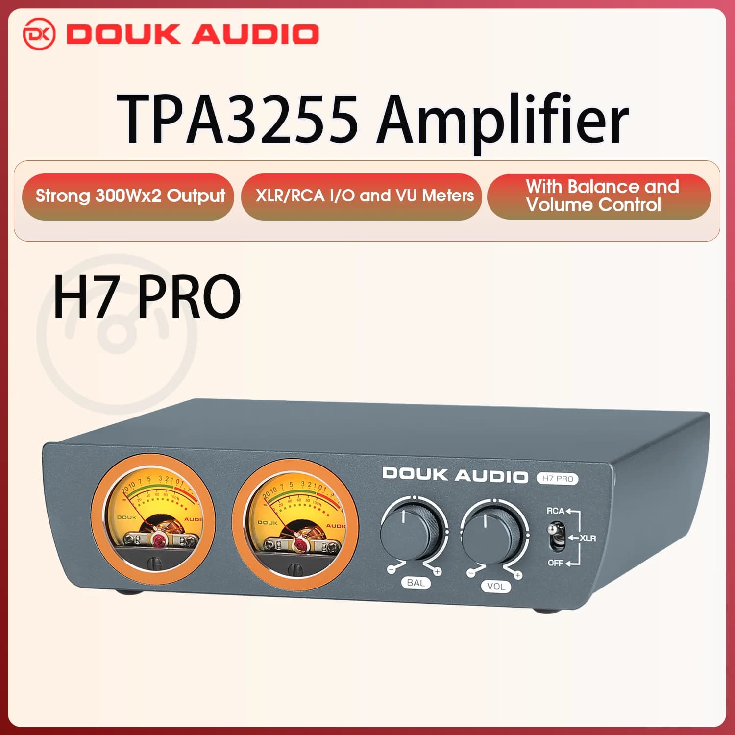 Douk Audio-Amplificateur de puissance domestique stéréo numérique avec VU-mètre, H7PRO, HiFi, Classe