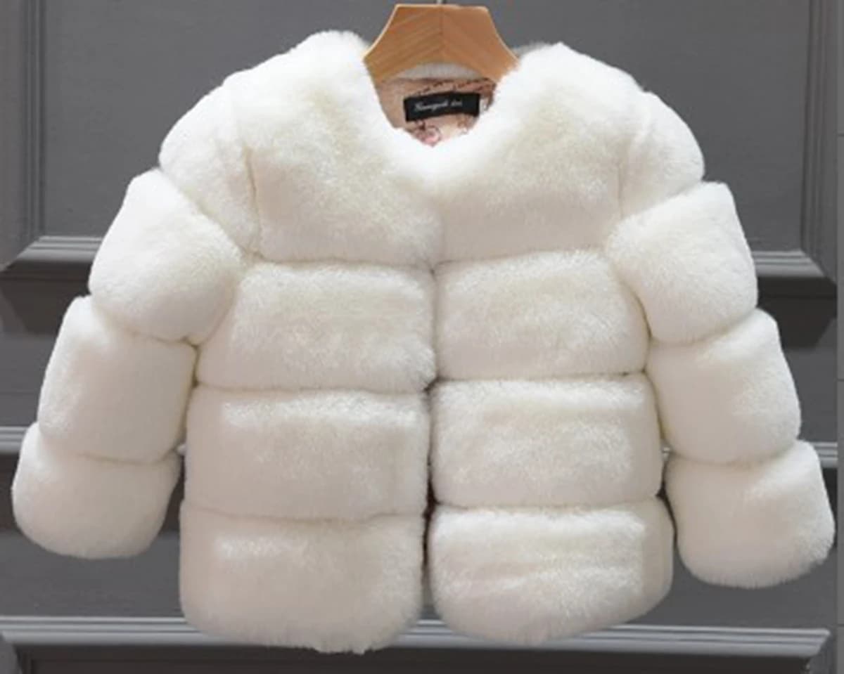 Filles fausse fourrure manteau hiver enfants filles à manches longues veste de noël chaud enfants fi