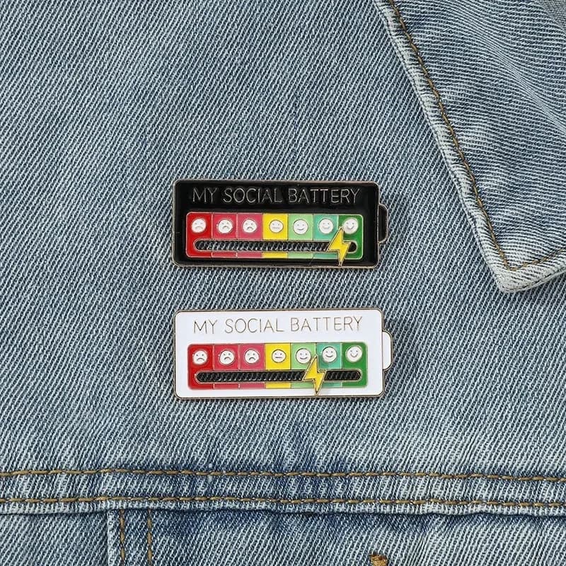 Broche d'énergie de Conversion d'humeur créative, Badge en métal de puissance sociale coulissant per