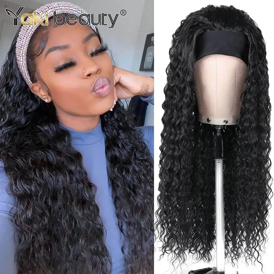 Perruques synthétiques longues et crépues bouclées, 28 pouces, bandeau de glace pour femmes noires, 