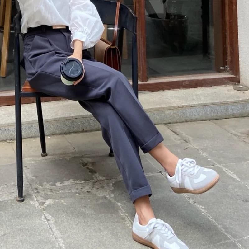 Élégant été pantalons décontractés femmes mode couleur unie ceintures mince pantalon droit Chic affa