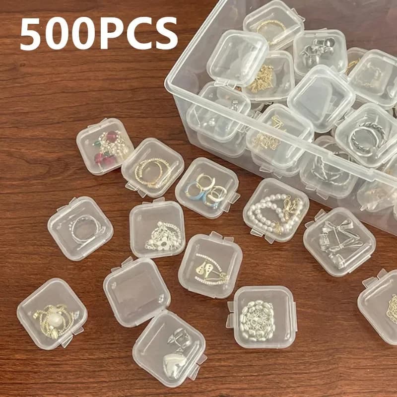 Boîte à Bijoux Carrée Transparente en Plastique, Fente Individuelle pour Bagues, Colliers, Boucles d