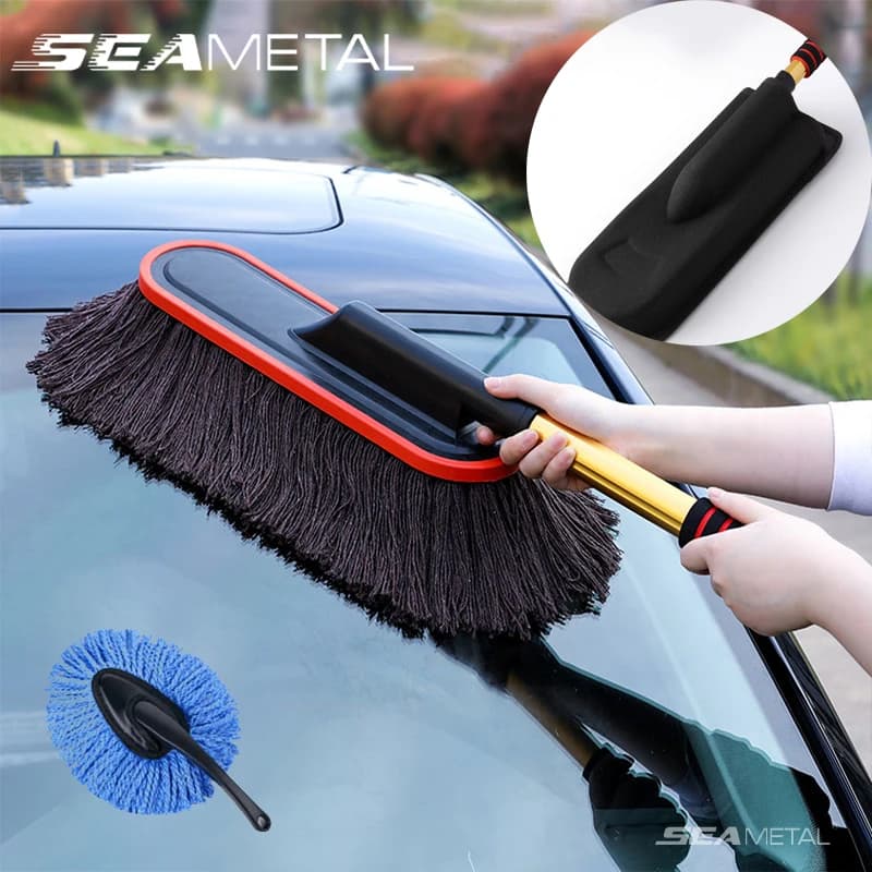 SEAMETAL – combinaison de plumeau de voiture en microfibre, télescopique réglable, nettoyage de la v