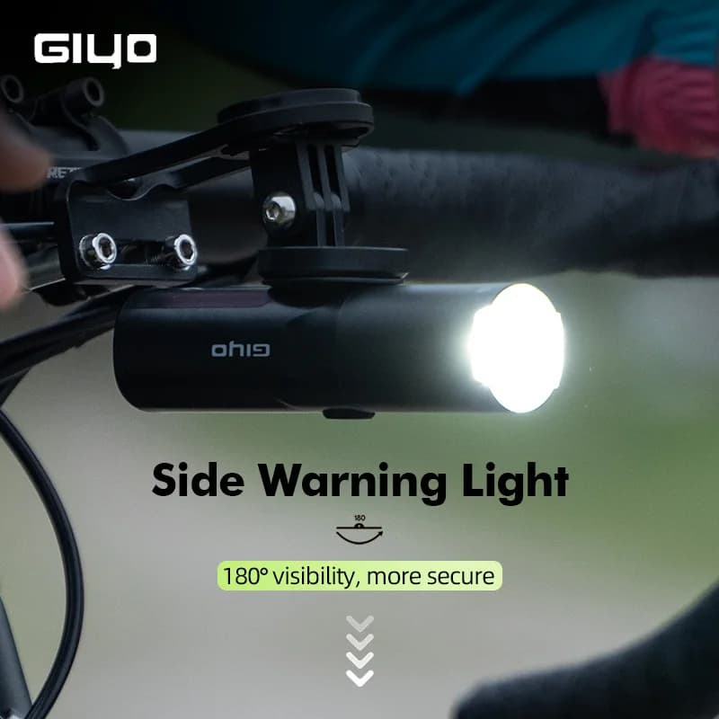 Giyo-Eclairage avant de vélo, lampe de sauna, lentille rotative, charge USB, étanche, antireflet, no