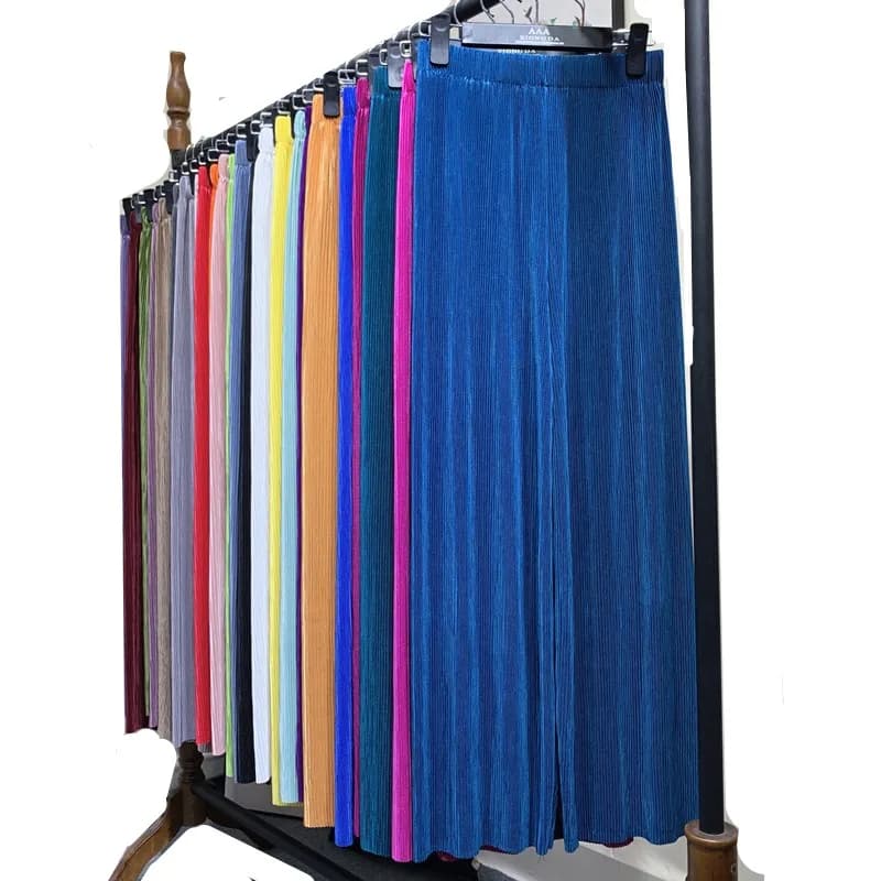 Pantalon plissé taille haute décontracté pour femme grande taille, pantalon large d'été, pantalon pl