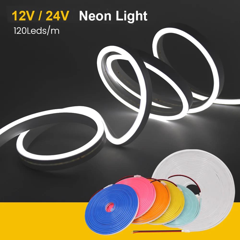 Bande Lumineuse Néon LED 12V 24V, Corde Étanche, Lampe Flexible en Silicone, Décoration de la Maison