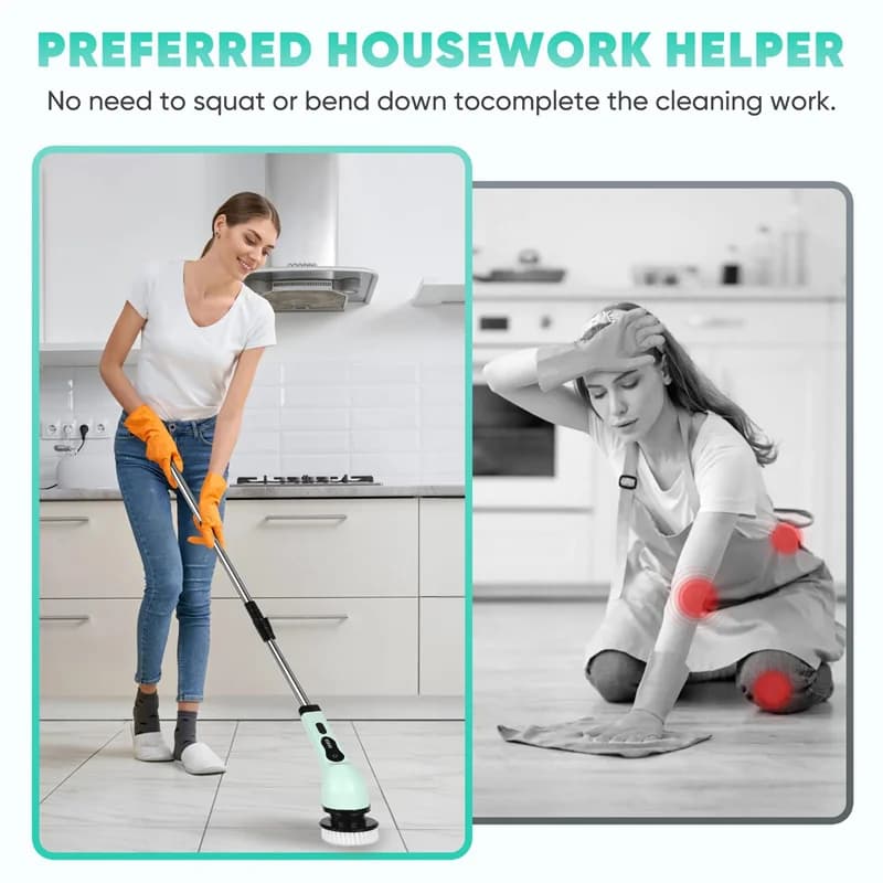 Brosse de nettoyage électrique sans fil multifonctionnelle 9 en 1, brosse de cuisine et de salle de 