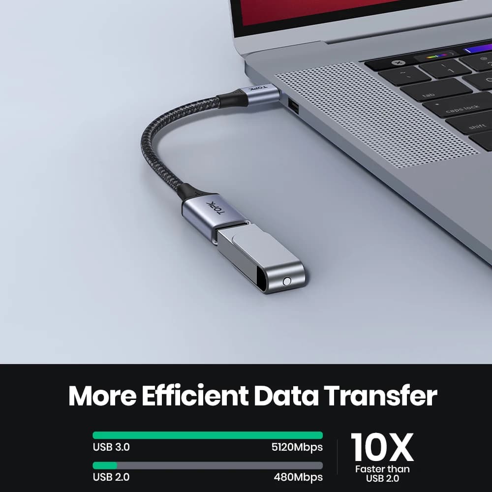 TOPK USB C à USB A Dapter OTG Câble Type C Mâle à USB 3.0 2.0 Femelle Câble pour MacBook Pro Samsung