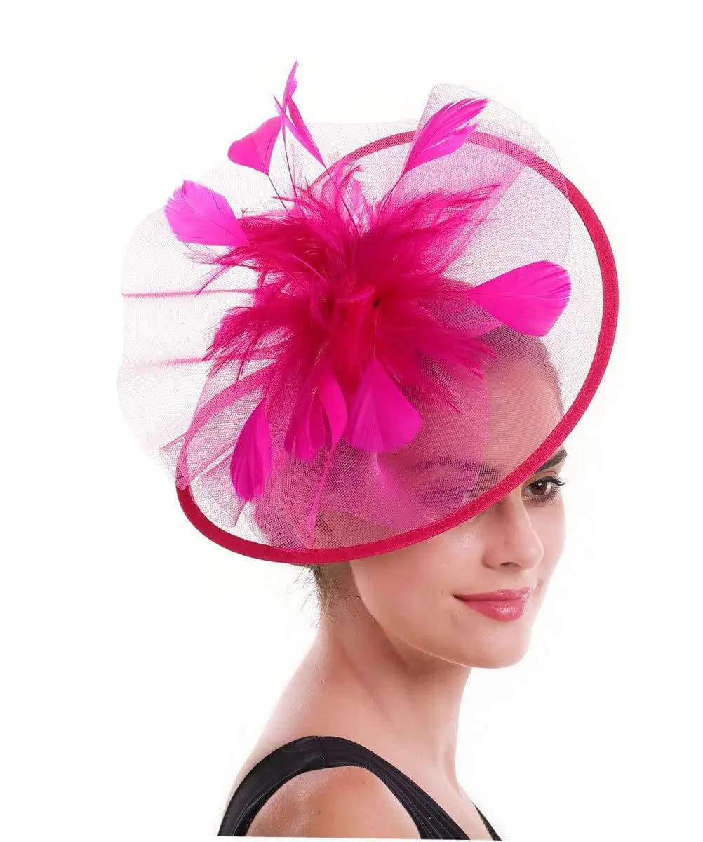 Chapeau Fascinateur Plume pour Femme, Haut en Maille, Fleur, ixCocktail, Mariage, Église, Tri Derby,