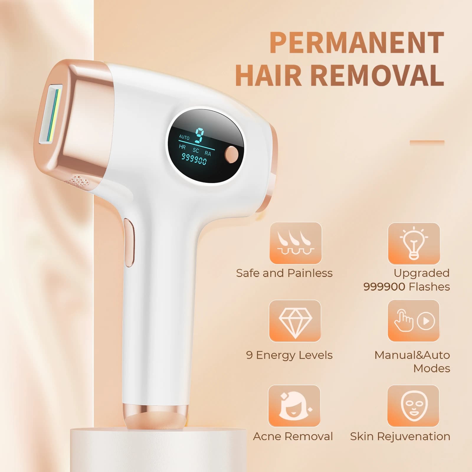 Appareil d'épilation au laser indolore pour hommes et femmes, épilateur à lumière pulsée IPL, épilat