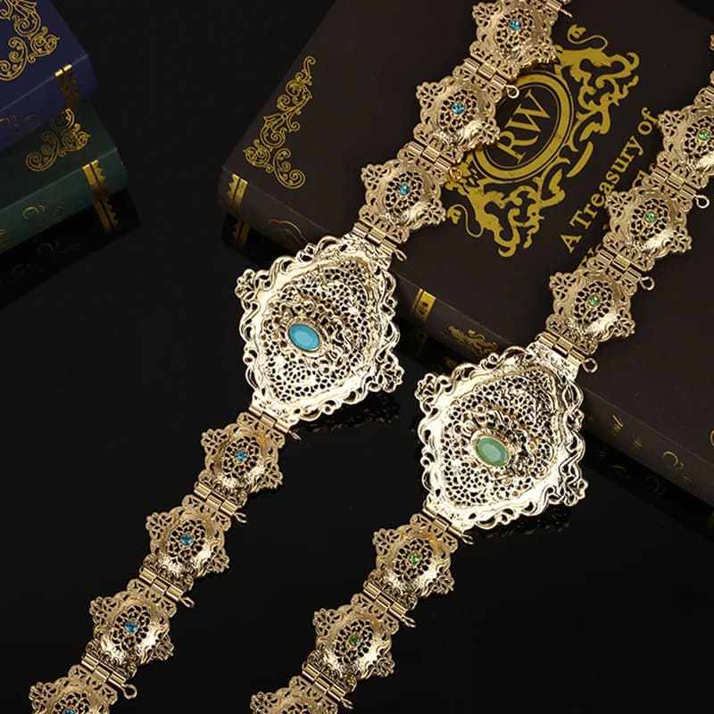 Ceinture algérienne couleur or pour femmes, Abaya marocain, bijoux de mariée, chaîne de taille arabe