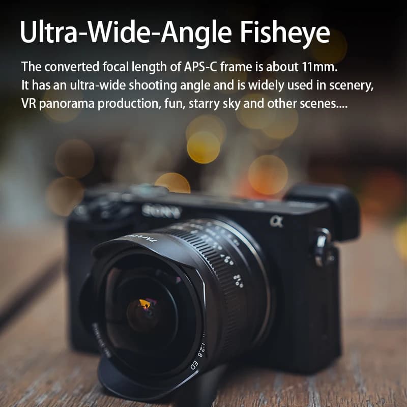 7artisans Objectif fisheye ultra grand angle 7,5 mm F2.8 Mark II pour Sony E Alpha 6400/ZVE10 Fuji X